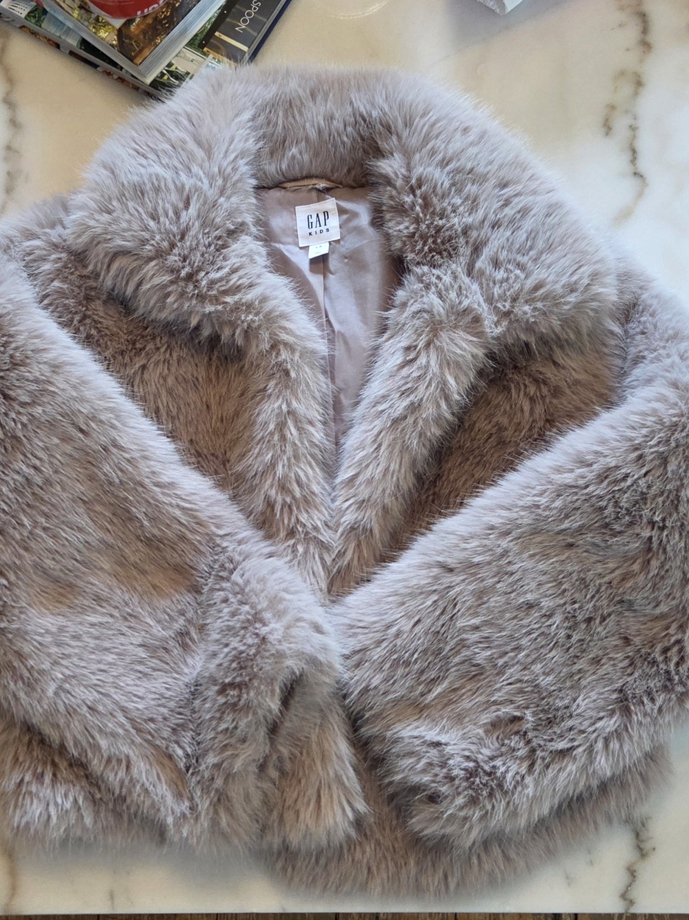 GAP Plush Faux Fur Jacket in Dusty Rose Taupe